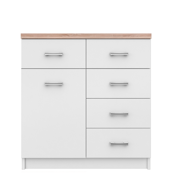 Comodă 1D4S, alb/stejar sonoma, TOPTY TYP 12