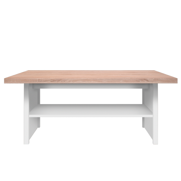 Măsuţă de cafea 115, PAL melaminat, alb/stejar sonoma, TOPTY