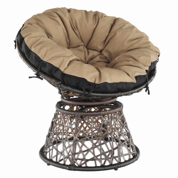 Fotoliu rotativ cu pernă, maro/negru/bej, TRISS