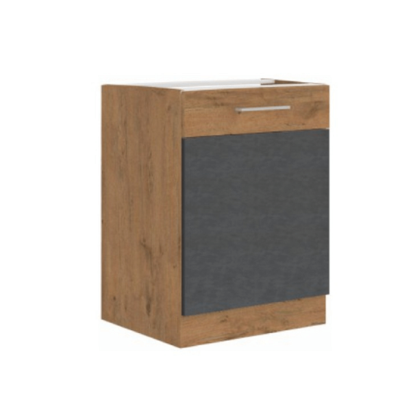 Dulap inferior, gri mat/stejar lancelot, VEGA 60 D GAZ BB