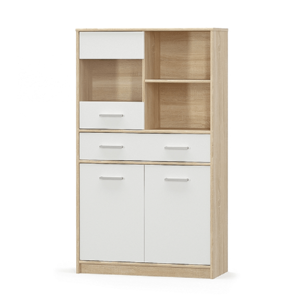 Vitrină 2D1W1S/80, alb/stejar sonoma, TEYO