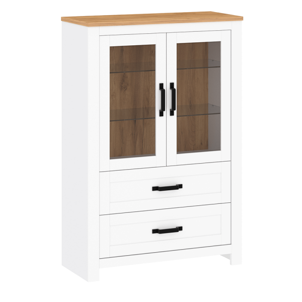Vitrină, alb alba / stejar craft auriu, LANZETTE K