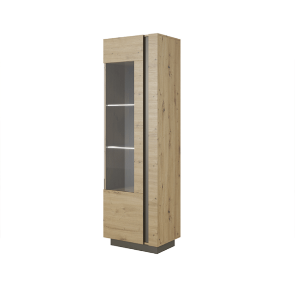Vitrină înaltă 60, stejar artisan/grafit gri, CITY