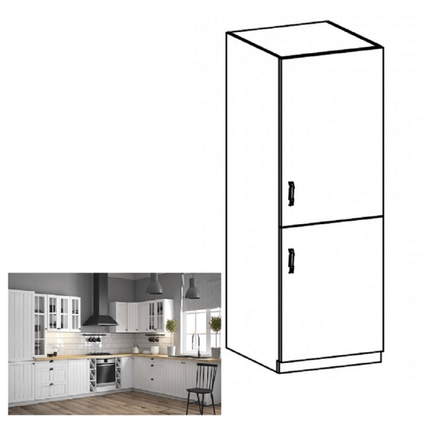 Dulap inferior pentru frigider încorporat D60ZL, model dreapta, alb/pin Andersen, PROVENCE