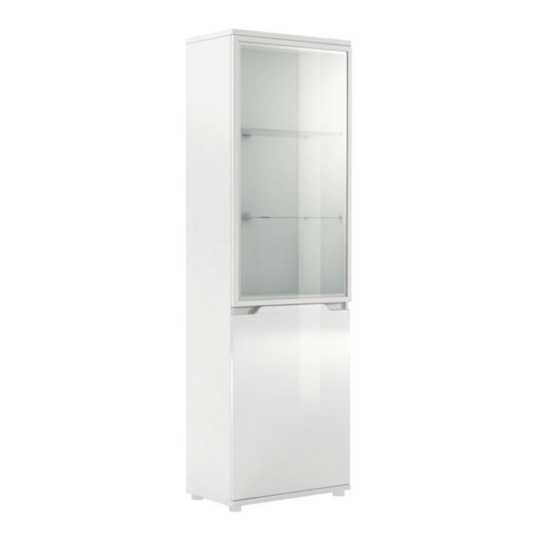 Vitrină cu iluminare cu LED, alb/alb cu extra luciu HG, ADONIS AS 10