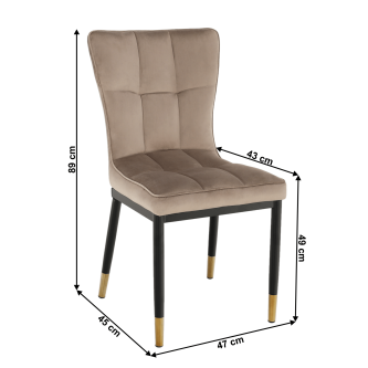 Scaun de masă de design, ţesătură din catifea bej, EPONA