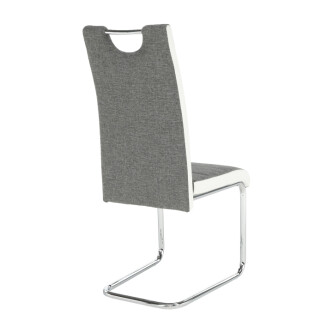 Scaun, material textil gri/piele ecologică albă/crom, IZMA