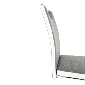 Scaun, material textil gri/piele ecologică albă/crom, IZMA