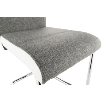 Scaun, material textil gri/piele ecologică albă/crom, IZMA