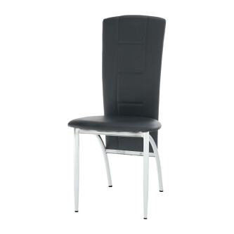 Scaun, piele eco neagră/crom, FINA