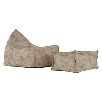Fotoliu tip sac cu taburet, gri-maro-TAUPE, FOLAN