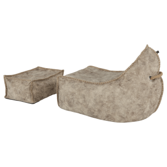 Fotoliu tip sac cu taburet, gri-maro-TAUPE, FOLAN