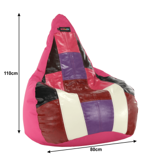 Fotoliu tip sac, roşu/piele ecologică albă, FRESNO