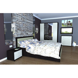 Dormitor Torino cu pat cu somiera metalica rabatabila 160x200 cm wenge / ladin