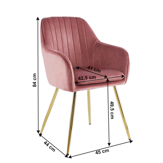 Fotoliu design, ţesătură de catifea roz / crom-auriu, ADLAM