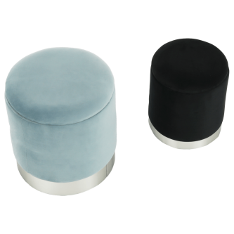 Set două taburete, gri/crom argintiu şi negru/crom argintiu, AIGUL SET