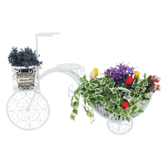 Ghiveci de flori RETRO în formă de bicicletă, alb, ALENTO