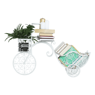 Ghiveci de flori RETRO în formă de bicicletă, alb, ALENTO