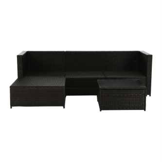 Set grădină 2 piese din ratan, maro închis/crem, ALERA