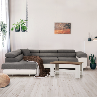 Colţar, alb/gri, model stânga, AMARETO NEW