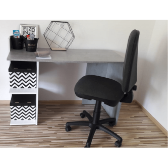Masă PC, beton/alb mat, ANDREO