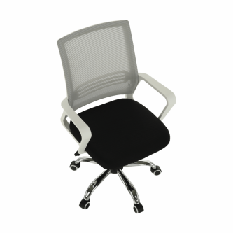 Scaun de birou, plasă gri/ material negru / plastic alb, APOLO