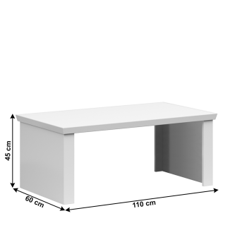Măsuţă de cafea, 110cm, albă, ARYAN