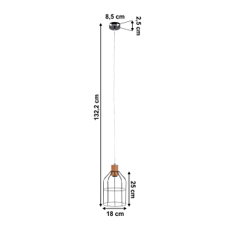 Lampă suspendată, neagră / metalică, ASTOK