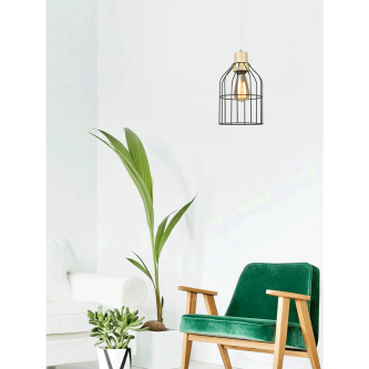 Lampă suspendată, neagră / metalică, ASTOK