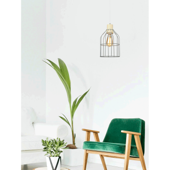 Lampă suspendată, gri / metal, ASTOK