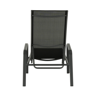 Şezlong de grădină reglabil, negru/gri, ATREO