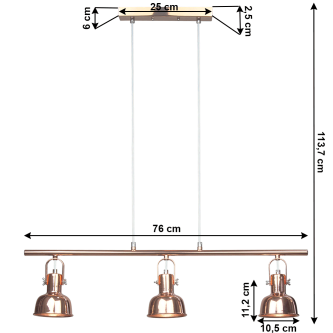 Lampă suspendată în stil retro, metal, roz auriu, AVIER TIP 4