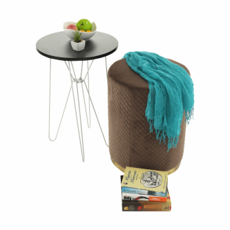 Taburet, catifea Velvet maro/vopsea aurie, BARICA