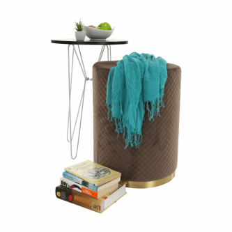 Taburet, catifea Velvet maro/vopsea aurie, BARICA