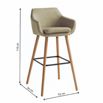 Scaun bar, material textil bej/fag, TAHIRA