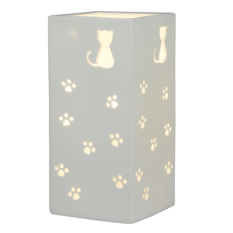 Lampă de masă din ceramică, model alb / pisică, BELLE TIP 2