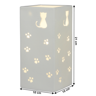 Lampă de masă din ceramică, model alb / pisică, BELLE TIP 2