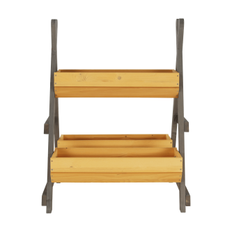 Suport pentru flori din lemn, natural / gri, BERON