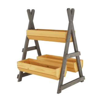 Suport pentru flori din lemn, natural / gri, BERON
