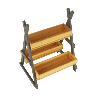 Suport pentru flori din lemn, natural / gri, BERON