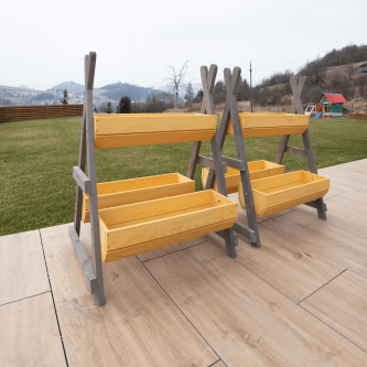 Suport pentru flori din lemn, natural / gri, BERON