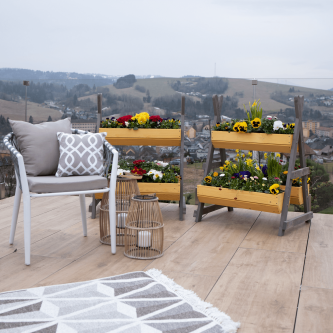 Suport pentru flori din lemn, natural / gri, BERON