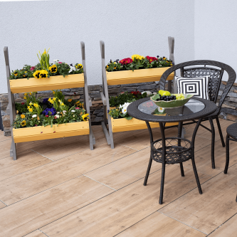 Suport pentru flori din lemn, natural / gri, BERON