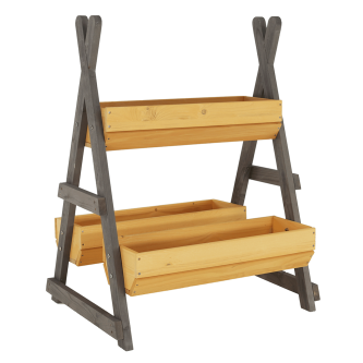 Suport pentru flori din lemn, natural / gri, BERON