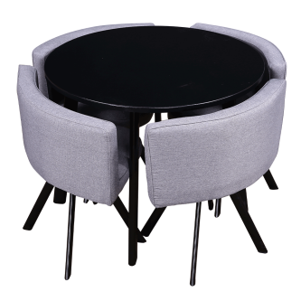 Set masă cu scaune 1 + 4, negru / gri deschis, BEVAN