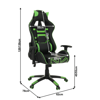 Scaun birou/joc, negru/verde, BILGI