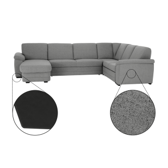 Colţar în formă de U, material textil gri, model stânga, BITER U