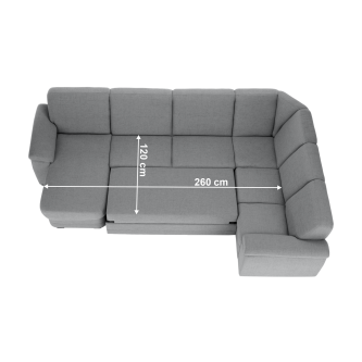 Colţar în formă de U, material textil gri, model stânga, BITER U
