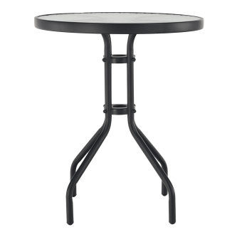 Masă grădină, oţel negru/sticlă securizată, diametru 60 cm, BORGEN TYP 1