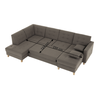 Colţar, material textil gri maroniu TAUPE, model dreapta, BRIDGET